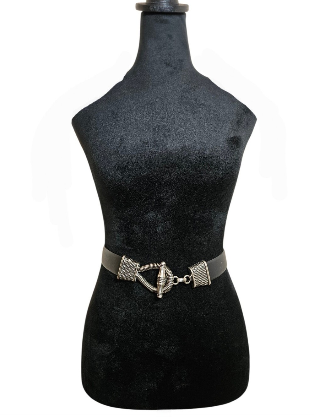 Vintage Cipriani Women's Black Leather  Loop & Toggle Buckle Statement Belt L